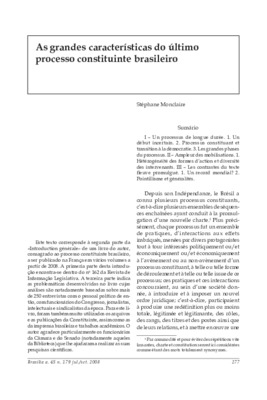 <BR>Data: 07/2008<BR>Fonte: Revista de informação legislativa, v. 45, n. 179, p. 277-295, jul./set. 2008<BR>Parte de: ->Revista de informação legislativa : v. 45, n. 179 (jul./set. 2008)<BR>Responsabilidade: Stéphane Monclaire<BR>Endereço para citar este 