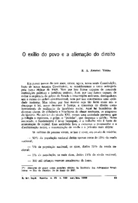 <BR>Data: 10/1988<BR>Fonte: Revista de informação legislativa, v. 25, n. 100, p. 63-66, out./dez. 1988<BR>Parte de: ->Revista de informação legislativa : v. 25, n. 100 (out./dez. 1988)<BR>Responsabilidade: R. A. Amaral Vieira<BR>Endereço para citar este d