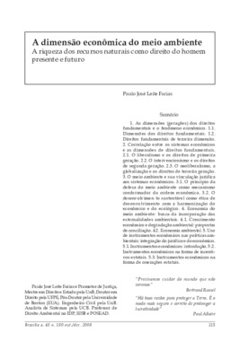 <BR>Data: 10/2008<BR>Fonte: Revista de informação legislativa, v. 45, n. 180, p. 115-138, out./dez. 2008<BR>Conteúdo: As dimensões (gerações) dos direitos fundamentais e o fenômeno econômico -- Correlação entre os sistemas econômicos e as dimensões de dir