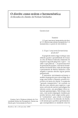 <BR>Data: 01/2009<BR>Fonte: Revista de informação legislativa, v. 46, n. 181, p. 7-16, jan./mar. 2009<BR>Parte de: ->Revista de informação legislativa : v. 46, n. 181 (jan./mar. 2009)<BR>Responsabilidade: Gustavo Just<BR>Endereço para citar este documento