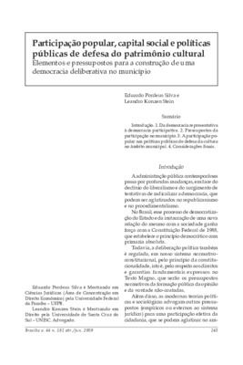 <BR>Data: 04/2009<BR>Fonte: Revista de informação legislativa, v. 46, n. 182, p. 245-262, abr./jun. 2009<BR>Parte de: ->Revista de informação legislativa : v. 46, n. 182 (abr./jun. 2009)<BR>Responsabilidade: Eduardo Pordeus Silva e Leandro Konzen Stein<BR