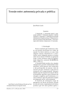 <BR>Data: 01/2010<BR>Fonte: Revista de informação legislativa, v. 47, n. 185, p. 57-69, jan./mar. 2010<BR>Parte de: ->Revista de informação legislativa : v. 47, n. 185 (jan./mar. 2010)<BR>Responsabilidade: José Pedro Luchi<BR>Endereço para citar este docu