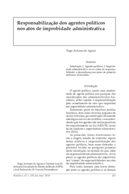 <BR>Data: 01/2010<BR>Fonte: Revista de informação legislativa, v. 47, n. 185, p. 247-257, jan./mar. 2010<BR>Parte de: ->Revista de informação legislativa : v. 47, n. 185 (jan./mar. 2010)<BR>Responsabilidade: Tiago Antunes de Aguiar<BR>Endereço para citar 