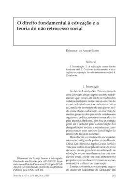 <BR>Data: 04/2010<BR>Fonte: Revista de informação legislativa, v. 47, n. 186, p. 291-301, abr./jun. 2010<BR>Parte de: ->Revista de informação legislativa : v. 47, n. 186 (abr./jun. 2010)<BR>Responsabilidade: Dilmanoel de Araújo Soares<BR>Endereço para cit