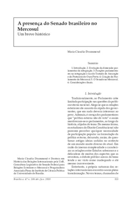 <BR>Data: 04/2010<BR>Fonte: Revista de informação legislativa, v. 47, n. 186, p. 313-329, abr./jun. 2010<BR>Parte de: ->Revista de informação legislativa : v. 47, n. 186 (abr./jun. 2010)<BR>Responsabilidade: Maria Claudia Drummond<BR>Endereço para citar e