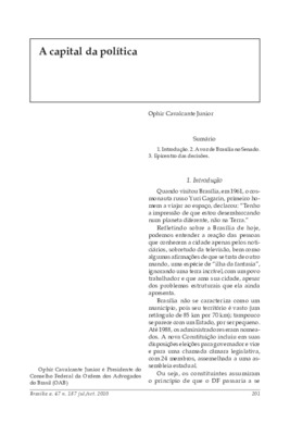 <BR>Data: 07/2010<BR>Fonte: Revista de informação legislativa, v. 47, n. 187, p. 201-213, jul./set. 2010<BR>Parte de: ->Revista de informação legislativa : v. 47, n. 187 (jul./set. 2010)<BR>Responsabilidade: Ophir Cavalcante Júnior<BR>Endereço para citar 