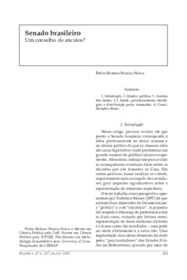 <BR>Data: 07/2010<BR>Fonte: Revista de informação legislativa, v. 47, n. 187, p. 269-279, jul./set. 2010<BR>Parte de: ->Revista de informação legislativa : v. 47, n. 187 (jul./set. 2010)<BR>Responsabilidade: Pedro Robson Pereira Neiva<BR>Endereço para cit