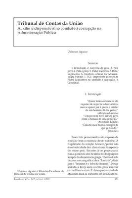 <BR>Data: 07/2010<BR>Fonte: Revista de informação legislativa, v. 47, n. 187, p. 301-319, jul./set. 2010<BR>Parte de: ->Revista de informação legislativa : v. 47, n. 187 (jul./set. 2010)<BR>Responsabilidade: Ubiratan Diniz de Aguiar<BR>Endereço para citar