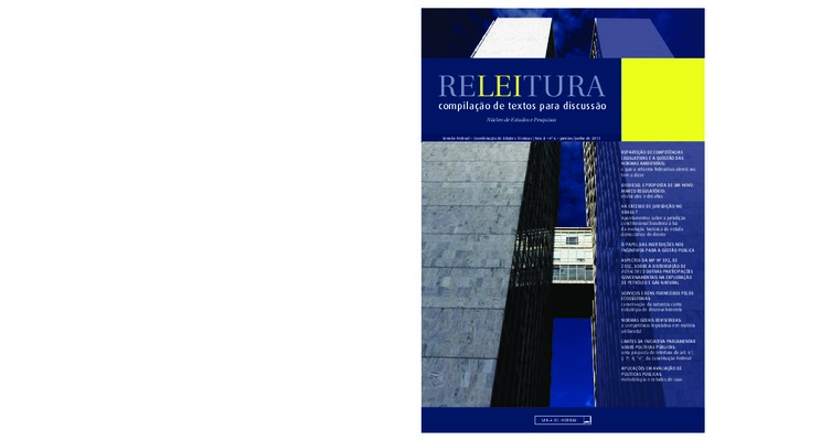 <BR>Data: 01/2013<BR>Responsabilidade: Núcleo de Estudos e Pesquisas do Senado Federal<BR>Endereço para citar este documento: -www2.senado.gov.br/bdsf/item/id/502967->www2.senado.gov.br/bdsf/item/id/502967