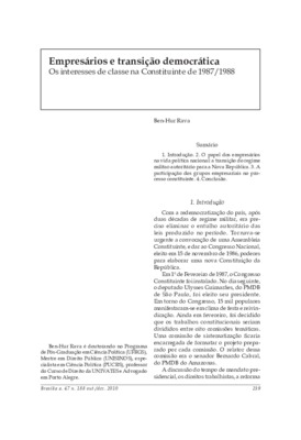 <BR>Data: 10/2010<BR>Fonte: Revista de informação legislativa, v. 47, n. 188, p. 239-253, out./dez. 2010<BR>Parte de: ->Revista de informação legislativa : v. 47, n. 188 (out./dez. 2010)<BR>Responsabilidade: Ben-Hur Rava<BR>Endereço para citar este docume