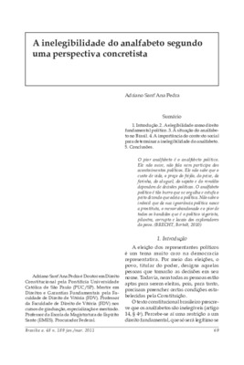 <BR>Data: 01/2011<BR>Fonte: Revista de informação legislativa, v. 48, n. 189, p. 69-80, jan./mar. 2011.<BR>Parte de: ->Revista de informação legislativa : v. 48, n. 189 (jan./mar. 2011)<BR>Responsabilidade: Adriano Sant´Ana Pedra<BR>Endereço para citar es