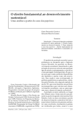 <BR>Data: 01/2011<BR>Fonte: Revista de informação legislativa, v. 48, n. 189, p. 177-187, jan./mar. 2011.<BR>Conteúdo: Dano iminente e caso das papeleras -- direito fundamental ao desenvolvimento sustentável.<BR>Parte de: ->Revista de informação legislati