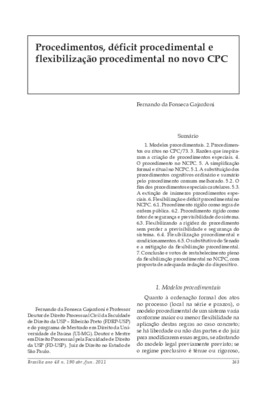 <BR>Data: 04/2011<BR>Fonte: Revista de informação legislativa, v. 48, n. 190 t.1, p. 163-177, abr./jun. 2011.<BR>Parte de: ->Revista de informação legislativa : v. 48, n. 190 (abr./jun. 2011)<BR>Responsabilidade: Fernando da Fonseca Gajardoni<BR>Endereço 