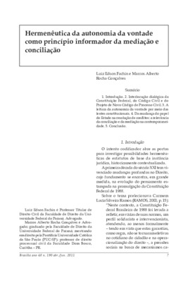 <BR>Data: 04/2011<BR>Fonte: Revista de informação legislativa, v. 48, n. 190 t.2, p. 7-13, abr./jun. 2011.<BR>Parte de: ->Revista de informação legislativa : v. 48, n. 190 (abr./jun. 2011)<BR>Responsabilidade: Luiz Edson Fachin, Marcos Alberto Rocha Gonça