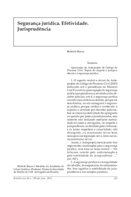 <BR>Data: 04/2011<BR>Fonte: Revista de informação legislativa, v. 48, n. 190 t.2, p. 215-220, abr./jun. 2011.<BR>Parte de: ->Revista de informação legislativa : v. 48, n. 190 (abr./jun. 2011)<BR>Responsabilidade: Roberto Rosas<BR>Endereço para citar este 