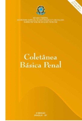 <BR>Data: 2010<BR>Conteúdo: Dispositivos constitucionais pertinentes -- Código penal -- Lei de Execução penal -- Lei das Contravenções penais -- Código de processo penal -- Índice temático do Código penal.<BR>Endereço para citar este documento: ->w