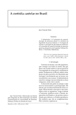 <BR>Data: 07/2012<BR>Fonte: Revista de informação legislativa, v. 49, n. 195, p. 139-147, jul./set. 2012.<BR>Conteúdo: O princípio da razoável duração do processo penal e o atributo da dignidade da pessoa humana -- O estigma do cárcere e o princípio da pr