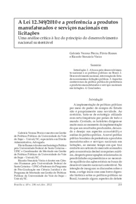 <BR>Data: 10/2012<BR>Fonte: Revista de informação legislativa, v. 49, n. 196, p. 233-248, out./dez. 2012.<BR>Parte de: ->Revista de informação legislativa : v. 49, n. 196 (out./dez. 2012)<BR>Responsabilidade: Gabriela Verona Pércio, Flávio Ramos, Ricardo 