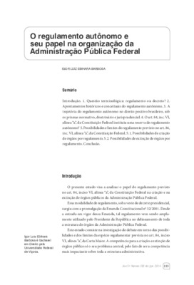 <BR>Data: 04/2014<BR>Fonte: Revista de informação legislativa, v. 51, n. 202, p. 223-248, abr./jun. 2014.<BR>Parte de: ->Revista de informação legislativa : v. 51, n. 202 (abr./jun. 2014)<BR>Responsabilidade: Igor Luiz Ebihara Barbosa<BR>Endereço para cit