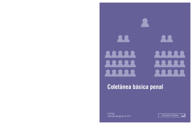 <BR>Data: 2014<BR>Conteúdo: Dispositivos constitucionais pertinentes -- Código penal -- Lei das Contravenções penais -- Código de processo penal --Lei de Execução penal -- Índice temático do Código Penal.<BR>Endereço para citar este documento: -http:/