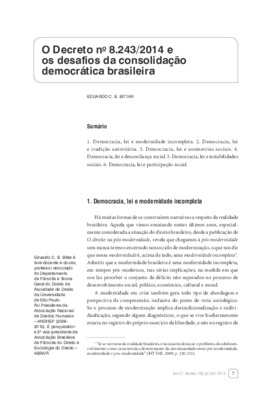 <BR>Data: 2014<BR>Fonte: Revista de informação legislativa, v. 51, n. 203, p. 7-38, jul./set. 2014.<BR>Responsabilidade: Eduardo C. B. Bitttar<BR>Endereço para citar este documento: -www2.senado.gov.br/bdsf/item/id/507403->www2.senado.go