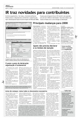 <BR>Data: 10/03/2008<BR>Fonte: Jornal do Senado, v. 6. n. 205, 10 mar./16 mar. 2008. Especial Cidadania<BR>Endereço para citar este documento: -www2.senado.leg.br/bdsf/item/id/95764->www2.senado.leg.br/bdsf/item/id/95764