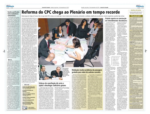 <BR>Data: 14/12/2010<BR>Fonte: Jornal do Senado, v. 8, n. 333, 14 dez. 2010. Especial Cidadania<BR>Endereço para citar este documento: -www2.senado.leg.br/bdsf/item/id/194040->www2.senado.leg.br/bdsf/item/id/194040