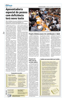 <BR>Data: 31/05/2011<BR>Fonte: Jornal do Senado, v. 9, n. 349, 31 maio 2011. Especial Cidadania<BR>Endereço para citar este documento: -www2.senado.leg.br/bdsf/item/id/200192->www2.senado.leg.br/bdsf/item/id/200192