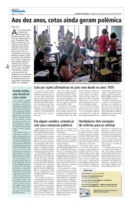 <BR>Data: 08/11/2011<BR>Fonte: Jornal do Senado, v. 9, n. 370, 8 nov. 2011. Especial Cidadania<BR>Endereço para citar este documento: -www2.senado.leg.br/bdsf/item/id/225912->www2.senado.leg.br/bdsf/item/id/225912