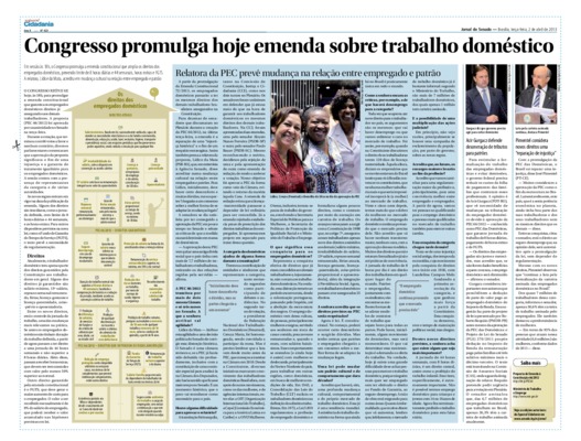 <BR>Data: 26/03/2013<BR>Fonte: Jornal do Senado, v. 10, n. 423, 2 abr. 2013. Especial Cidadania<BR>Endereço para citar este documento: -www2.senado.leg.br/bdsf/item/id/243315->www2.senado.leg.br/bdsf/item/id/243315