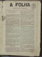 A folha : microscosmo litterario / resp. Faustino Sarmento. - N. 1 (1868)-s. 5, n. 3 (1873). - Coimbra : Imprensa da Universidade, 1868-1873. - 26 cm