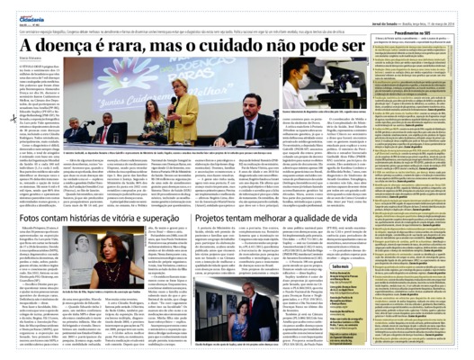 <BR>Data: 11/03/2014<BR>Fonte: Jornal do Senado, v.12, n. 462, 11 mar. 2014. Especial Cidadania<BR>Conteúdo: Procedimentos no SUS -- Fotos contam histórias de vitória e superação -- Projetos tentam melhorar a qualidade de vida<BR>Responsabilidade: Marcio 