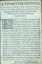 AMARAL, Melchior Estácio do, 15---16--<br/>Tratado, das/ batalhas, e sucessos do/ galeão Sanctiago com os Olandeses na Ilha de/ Sancta Elena. E da náo Chagas com os Vngleses [sic]/ antre as Ilhas dos Açores Ambas Capitainas [sic] da/ carreira da India. E da causa, & desastres, por-/que em vinte annos se perderão trinta &/ oito náos della com outras/ cousas curiosas./ Escripto por Melchior Estacio do Amaral... - Impresso em Lisboa : por Antonio Alvarez, 1604. - [2], 65, [1] f. : il. ; 4º (18 cm)