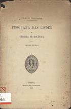 HENRIQUES, Júlio, 1838-1928<br/>Programa das lições na cadeira de botânica : curso geral / Júlio Henriques. - Coimbra : Imprensa da Universidade, 1915. - 20 p. ; 25 cm