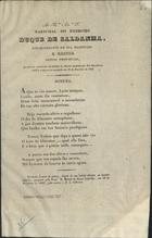 CABREIRA, Frederico Leão, 1800-1880<br/>Soneto ao Ilmº e Exmº Sr. Marechal do Exercito Duque de Saldanha... em gloriosa recordação da Batalha de Almoster... / Frederico Leão Cabreira. - Coimbra : Imp. da Universidade, 1847. - 1 p. ; fol.