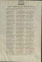 Conversaçam nocturna que tiveram dois candieiros da illuminação da cidade, sendo um de gaz e outro dos antigos, de azeite. - Lisboa : Typ. A. J. P., 1848. - 1 p. ; fol.