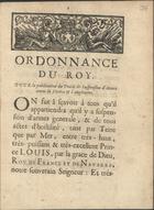 FRANCA. Tratados, etc.<br/>Ordonnance du roy, pour la publication du traité de suspension dªarmes entre la France & lªAngleterre. - [S.l.] : chez Delaulne, ruë Saint Jacques, [16--]. - 3 p. ; 4º (19 cm)