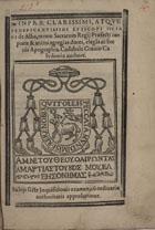 CADABAL GRAVIO CALIDONIO, pseud.<br/>In praeclarissimi atque beneficentissimi episcopi Iuliani de Alba rerum sacrarum regij praefecti corporis & animi egregias dotes elegãs ac breuis Apographia / Cadabale Grauio Calydonio authore. - [Lisboa : Francisco Correia, 1566]. - [14] f. ; 4º (22cm)