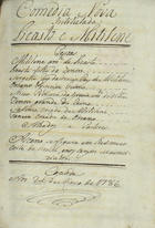 LICASTO E MITILENE<br/>Comedia nova intitulada Licasto e Mitilene 1786 Maio 20. - [1], 62 f., enc. ; 21 cm