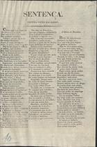 Sentença contra o réo bacalhao : versos. - Lisboa : Typ. de Luiz Correa da Cunha, 1842. - 2 p. ; fol.