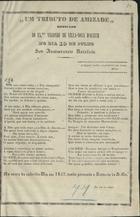 Um tributo de amisade, dedicado ao Visconde de Villa Nova dª Ourem, no dia 10 de Julho, seu anniversario natalicio. - Goa : [s.n.], 1857. - 1 p. ; in-fol.