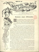 ARQUIVO DEMOCRATICO<br/>Archivo democratico / propr. Victor de Sousa ; dir. Feio Terenas. - A. 1, n. 1 (Ag. 1907)-a. 3, n. 34 (Out. 1911). - Lisboa : Typ. Gonçalves, 1907-1911. - 32 cm