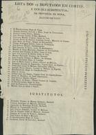 Lista dos 29 deputados em cortes e dos dez substitutos da provincia da Beira, eleitos em Vizeu. - [Lisboa] : Typ. Rollandiana, [18--]. - [1] f. desdobr. ; 24 cm