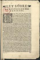 PORTUGAL.. Leis, decretos, etc.<br/>Ley sobre as sospeiçoens e embargos. - [S.l. : s.n., depois de 24 de Março de 1590]. - [3] f. ; 2º (29 cm)