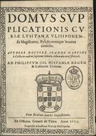 COSTA, João Martins da, 15---16--<br/>Domus Supplicationis Curiae Lusitanae Ulisiponensis magistratus, styli, supremique Senatus consulta. / Authore Doctore Joanne Martins à Costa... - [Lisboa] : ex officina Gerardi de Vinea : expensis Sebastiani Garciae bibliopolae, 1622. - [4], 175, [1] f. ; 4º (20 cm)