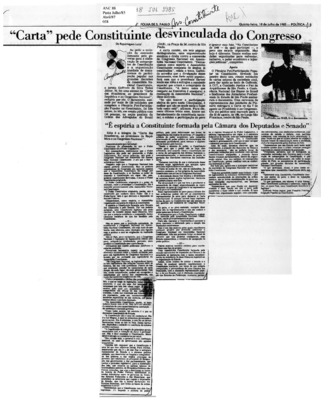 <BR>Data: 18/07/1985<BR>Fonte: Folha de S. Paulo, São Paulo, p. 5, 18/07/ de 1985<BR>Endereço para citar este documento: -www2.senado.leg.br/bdsf/item/id/109703->www2.senado.leg.br/bdsf/item/id/109703