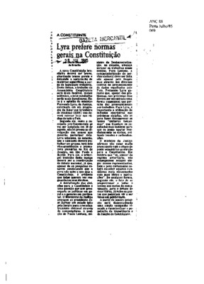 <BR>Data: 26/07/1985<BR>Fonte: Gazeta Mercantil, São Paulo, 26/07/ de 1985<BR>Endereço para citar este documento: ->www2.senado.leg.br/bdsf/item/id/109458