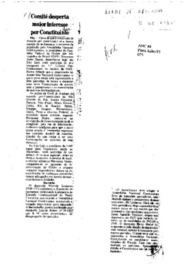 <BR>Data: 30/07/1985<BR>Fonte: Jornal de Brasília, Brasília, nº 3858, p. 2, 30/07/ de 1985<BR>Endereço para citar este documento: -www2.senado.leg.br/bdsf/item/id/109919->www2.senado.leg.br/bdsf/item/id/109919