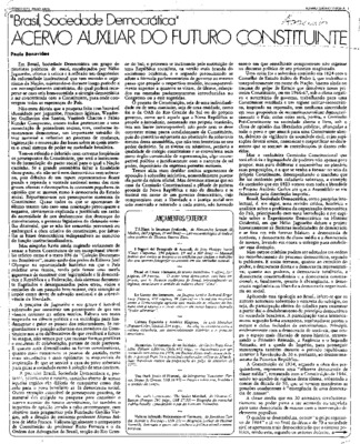 <BR>Data: 04/08/1985<BR>Fonte: O Estado de São Paulo, São Paulo, p. 11-12, 04/08/ de 1985<BR>Endereço para citar este documento: ->www2.senado.leg.br/bdsf/item/id/109220