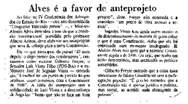 <BR>Data: 09/08/1985<BR>Fonte: Jornal do Brasil, Rio de Janeiro, 09/08/ de 1985<BR>Endereço para citar este documento: -www2.senado.leg.br/bdsf/item/id/109355->www2.senado.leg.br/bdsf/item/id/109355